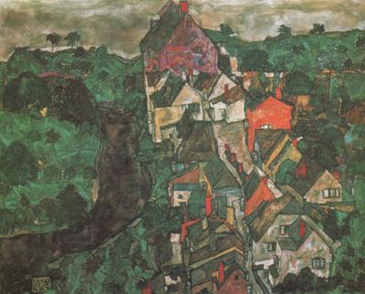 Egon Schiele Krumau Landscape (Town and River) (mk12) China oil painting art